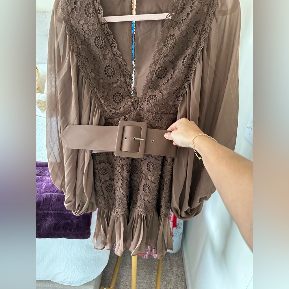 Asos brown ruffle mini